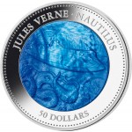Cook Islands Nautilus Submarine Jules Verne series DISCOVERY $50 Silver Coin 2014 Mother of Pearl Proof 5 oz